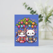 Carte Postale Chatons de Tanabata en kimonos (Debout devant)