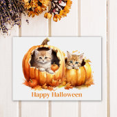 Carte Postale Chatons en Halloween Citrouille
