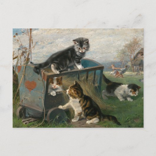 Carte Postale Chatons Jouer | Julius Adam le Jeune (Devant)