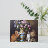 Carte Postale Chats à fleurs IA (Debout devant)