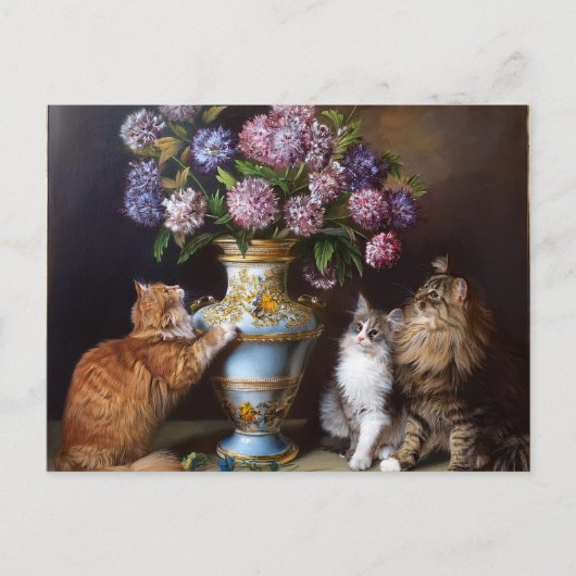 Carte Postale Chats à fleurs IA (Devant)