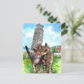 Carte Postale Chats à la tour de Pise (Debout devant)