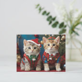 Carte Postale Chats adorables à Santa Hats Festive (Debout devant)