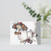 Carte Postale Chats adorables Construire un bonhomme de neige (Debout devant)