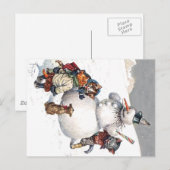 Carte Postale Chats adorables Construire un bonhomme de neige (Devant / Derrière)