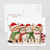 Carte Postale Chats adorables de Noël Amateur de chats (Devant / Derrière)