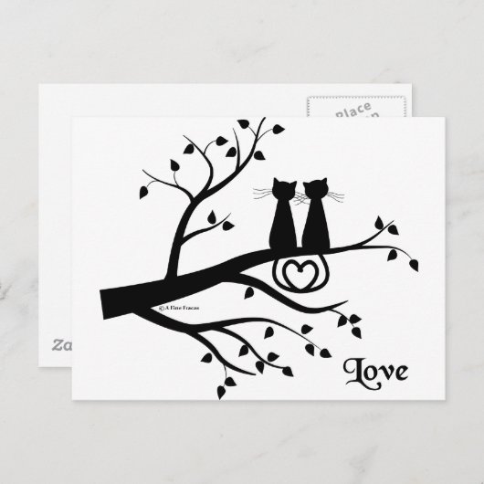 Carte Postale Chats amoureux (Devant / Derrière)