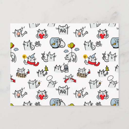 Carte Postale Chats amusants, lait et magie. (Devant)