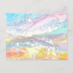 Carte Postale Chats anges dans le ciel, compassion, perte de l'a