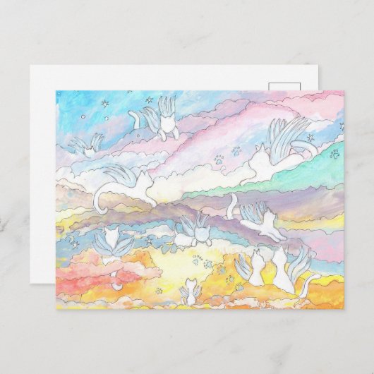 Carte Postale Chats anges dans le ciel, compassion, perte de l'a (Devant / Derrière)