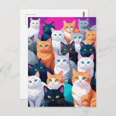 Carte Postale Chats arc-en-ciel, Post-croisement (Devant / Derrière)