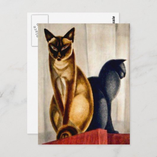 Carte Postale Chats Art Déco (Devant / Derrière)