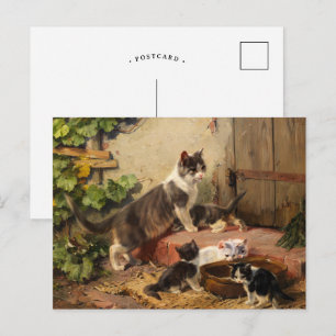 Carte Postale Chats au Bol de Lait Julius Adam le Jeune