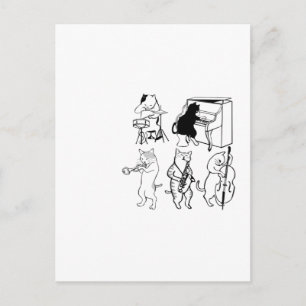 Carte Postale Chats balançoires Jazz Musique Kitty Drôle Cartoon