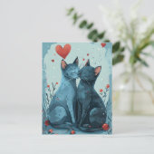 Carte Postale Chats Bleus Russes Saint Valentin (Debout devant)
