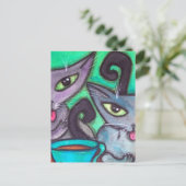 CARTE POSTALE CHATS CAFE (Debout devant)