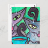 CARTE POSTALE CHATS CAFE (Devant / Derrière)