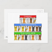 Carte Postale Chats-caricatures de l'aide Merci de l'enseignant (Devant / Derrière)