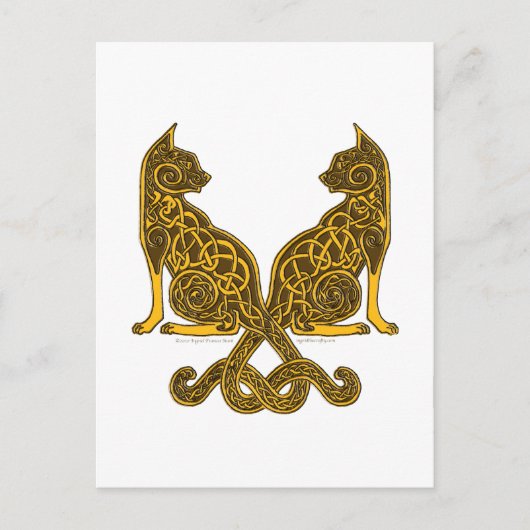 Carte Postale chats celtiques 6 bronze or (Devant)