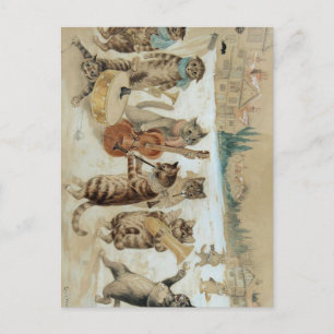 Carte Postale Chats chantent un noël par Louis Wain