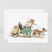 Carte Postale Chats Chien Panier par Louis Wain (Devant / Derrière)