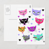 Carte Postale Chats colorés (Devant / Derrière)