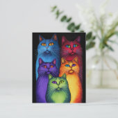 Carte postale Chats colorés (Debout devant)