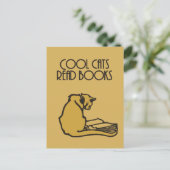 Carte Postale chats cool lire livres style rétro (Debout devant)