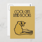 Carte Postale chats cool lire livres style rétro (Devant / Derrière)