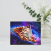 Carte Postale Chats dans la pizza spatiale (Debout devant)