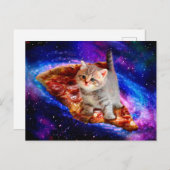 Carte Postale Chats dans la pizza spatiale (Devant / Derrière)