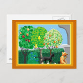 Carte Postale Chats dans le jardin (Devant / Derrière)