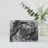 Carte Postale Chats dans le panier à coudre (Debout devant)