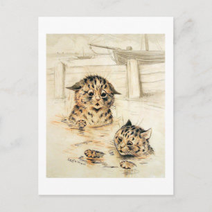 Carte Postale Chats dans l'eau, Louis Wain