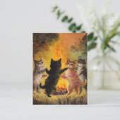 Carte Postale Chats dansant autour du feu de camp (Debout devant)