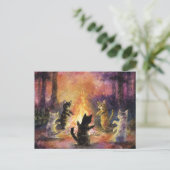 Carte Postale Chats dansant autour du feu de camp (Debout devant)