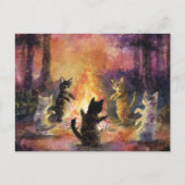 Carte Postale Chats dansant autour du feu de camp (Devant)