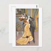 Carte Postale Chats dansant en vêtements de soirée (Devant / Derrière)