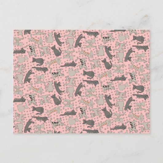 Carte Postale Chats dansants avec Empreintes de pattes (Devant)