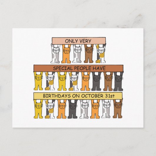 Carte Postale Chats de caricature pour l'anniversaire d'Hallowee (Devant)