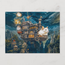 Chats de château volant Nuit Steampunk
