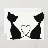Carte Postale Chats de coeur, noir et blanc (Devant / Derrière)