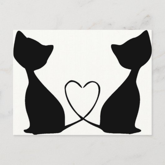 Carte Postale Chats de coeur, noir et blanc (Devant)