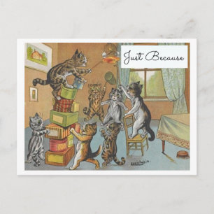 Carte Postale Chats de dessin animé drôle vintage Louis Wain jus