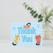Carte Postale Chats de doodle bleu Merci (Debout devant)