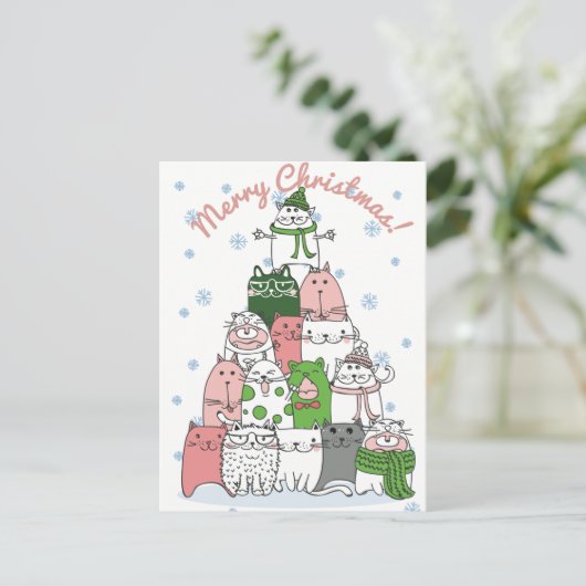 Carte Postale Chats de Noël (Debout devant)