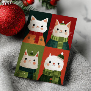 Carte Postale Chats de Noël de dessin animé mignons Fantaisie «