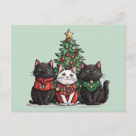 Carte Postale Chats de Noël mignons (Devant)