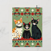 Carte Postale Chats de Noël rétro (Devant / Derrière)