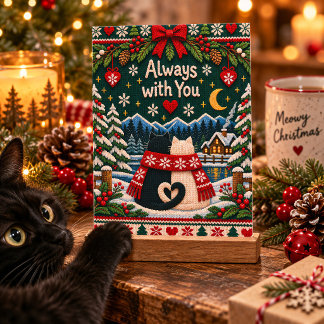 Carte Postale Chats de Noël tricotés toujours avec vous